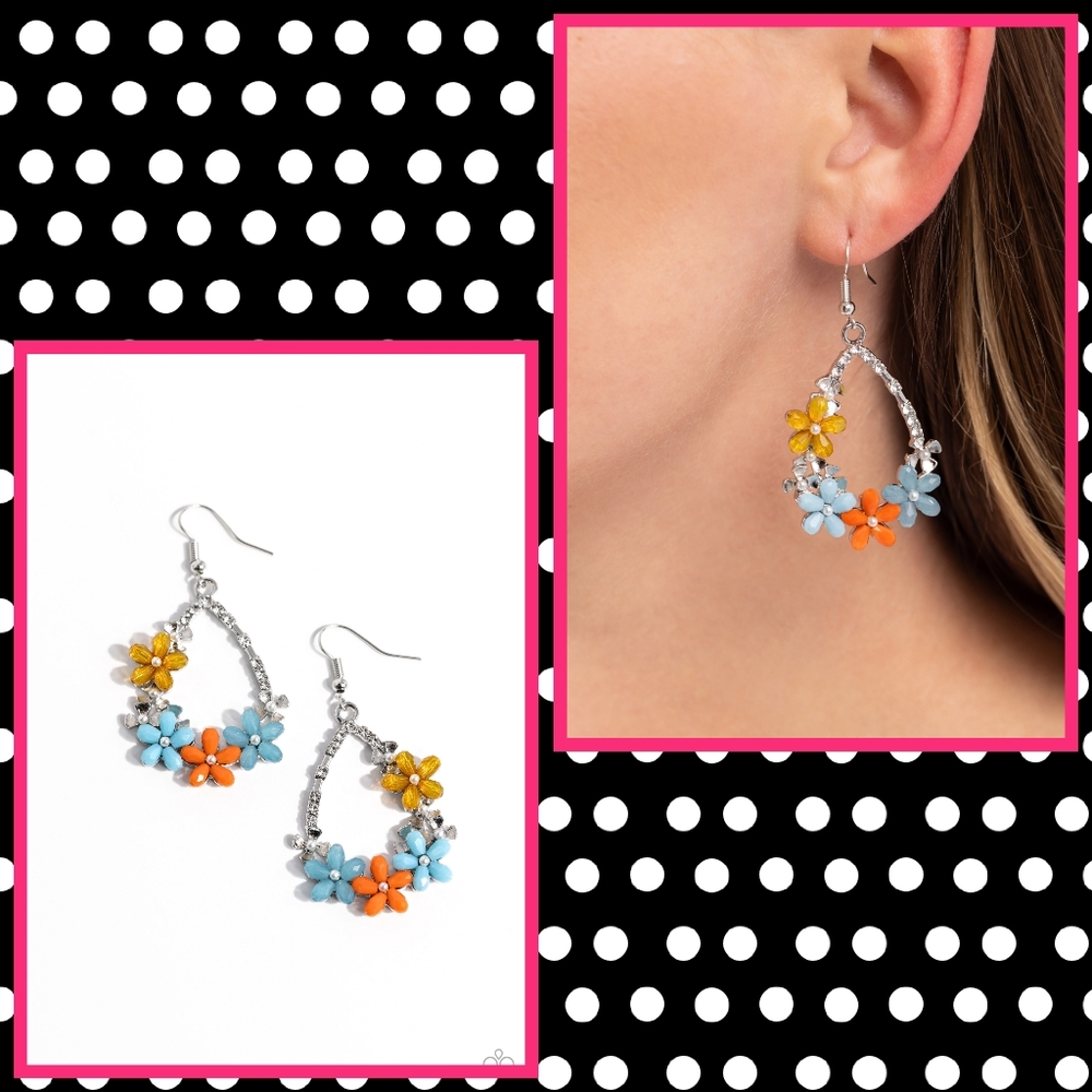 2/$10 Paparazzi Boisterous Blooms - Multi Earrings